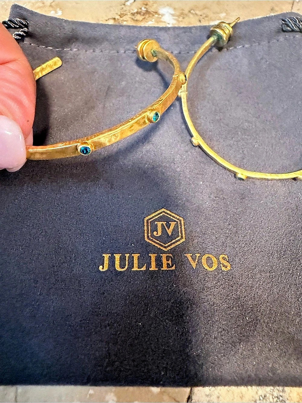 Julie Vos Gold-Tone earrings with Blue Stones Like New